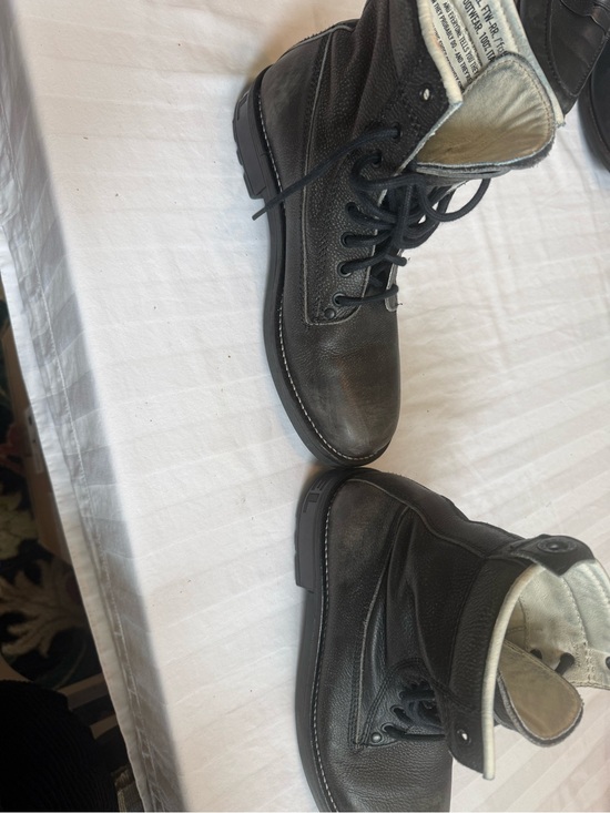 Diesel Black Leather Lace-Up Boots with White Interior Trim main image 5